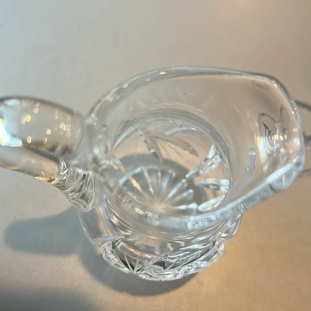Vintage Crystal Glass Creamer Pitcher & Sugar Pot Pinwheel Star of David